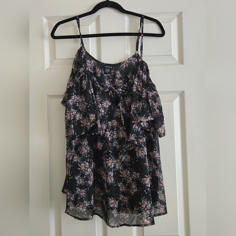 Floral Black Top